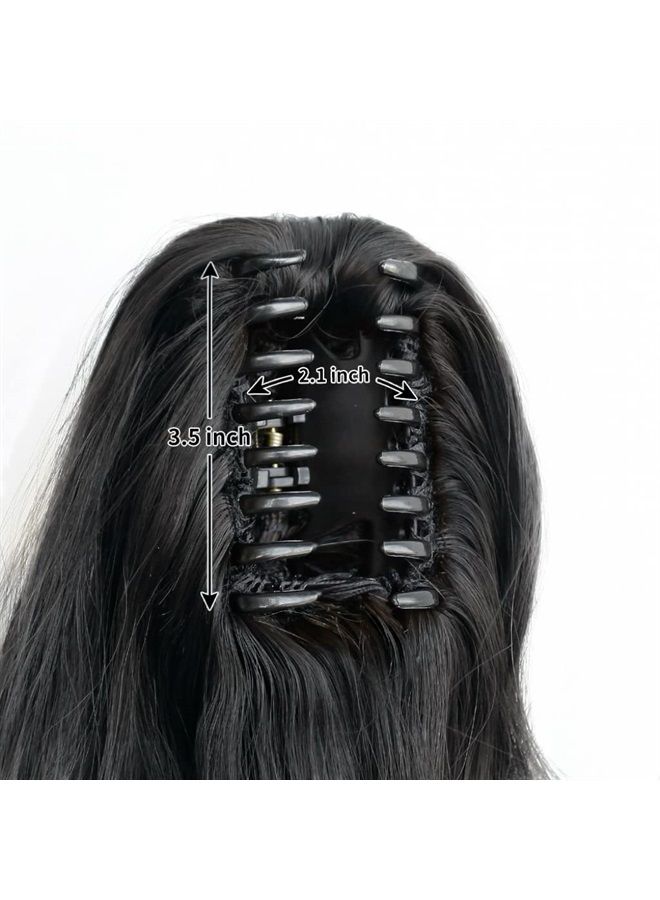 StrRid باروكة ذيل الحصان، وصلة ذيل حصان سوداء، وصلات شعر مموجة بطول 16 بوصة، ذيل حصان صناعي، شعر صناعي مجعد رقيق، مشبك في ذيل حصان أشقر، قطع شعر للنساء يوميًا، 6 أونصة - أسود - Image 4