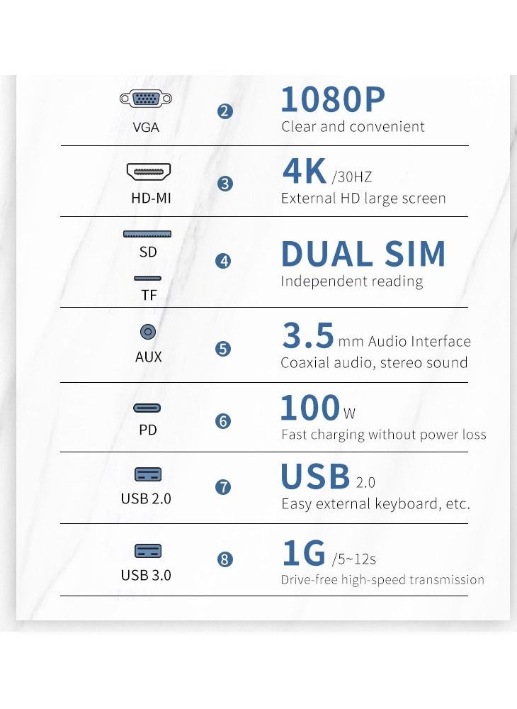 ماركة غير محددة قاعدة إرساء 11 في 1 ، HDMI VGA USB3.0HUB ، لأجهزة كمبيوتر Apple المحمولة ، محطة إرساء من النوع c  - Image 4