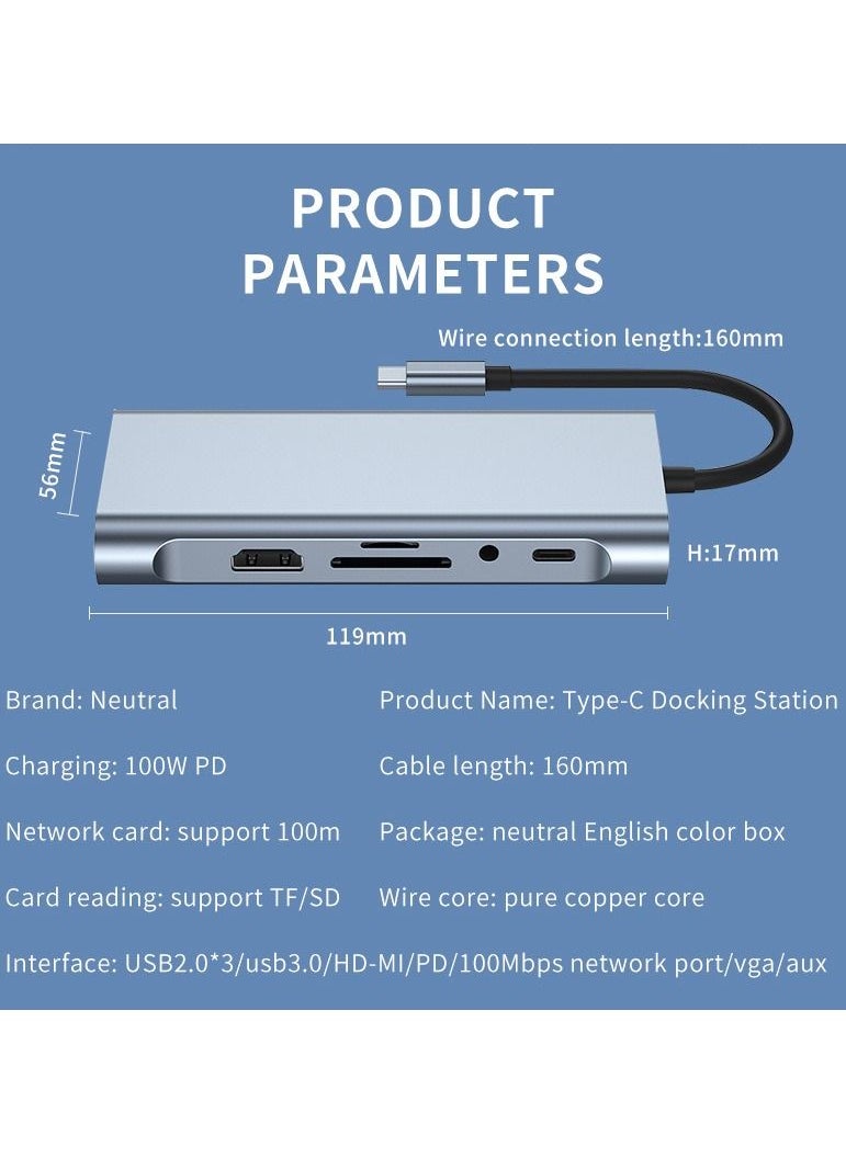 ماركة غير محددة قاعدة إرساء 11 في 1 ، HDMI VGA USB3.0HUB ، لأجهزة كمبيوتر Apple المحمولة ، محطة إرساء من النوع c  - Image 1