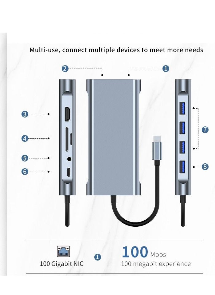 ماركة غير محددة قاعدة إرساء 11 في 1 ، HDMI VGA USB3.0HUB ، لأجهزة كمبيوتر Apple المحمولة ، محطة إرساء من النوع c  - Image 3