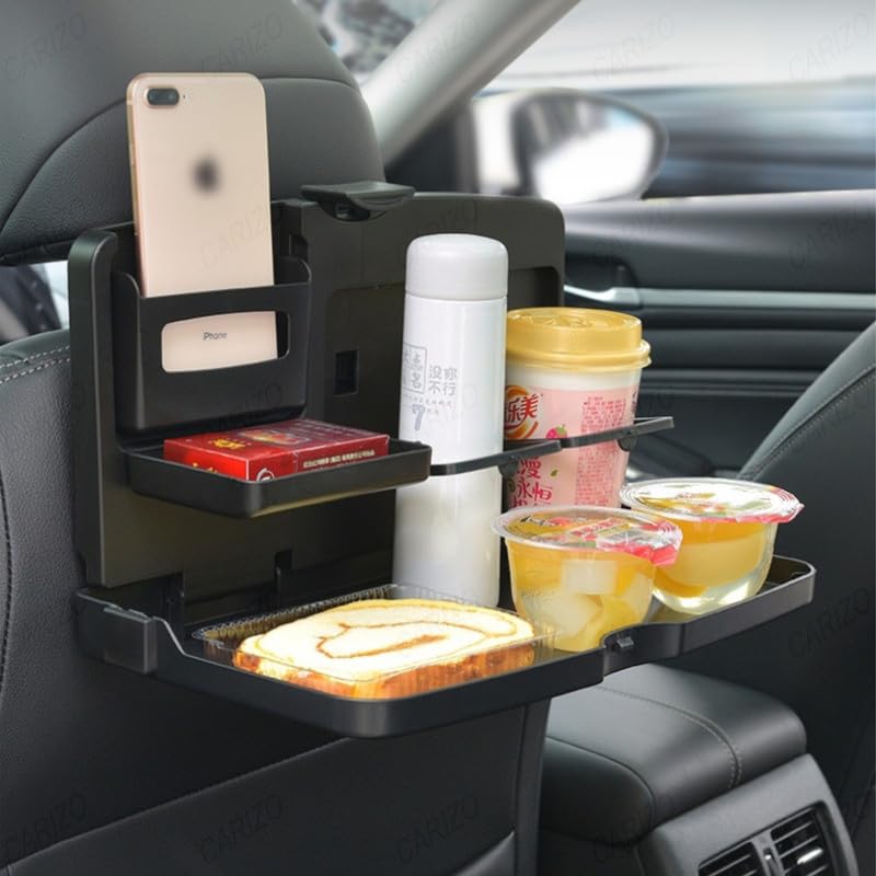 CARIZO Multipurpose Portable Car Back Seat Tray Black, Travel Dining & Work Desk for Rear Seat Passengers Compatible with Hyundai Creta (Type-II) 2020 Onwards - Image 4