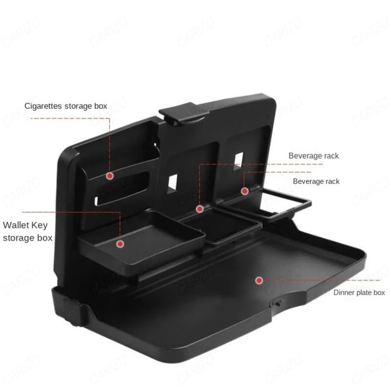 CARIZO Multipurpose Portable Car Back Seat Tray Black, Travel Dining & Work Desk for Rear Seat Passengers Compatible with Hyundai Creta (Type-II) 2020 Onwards - Image 3