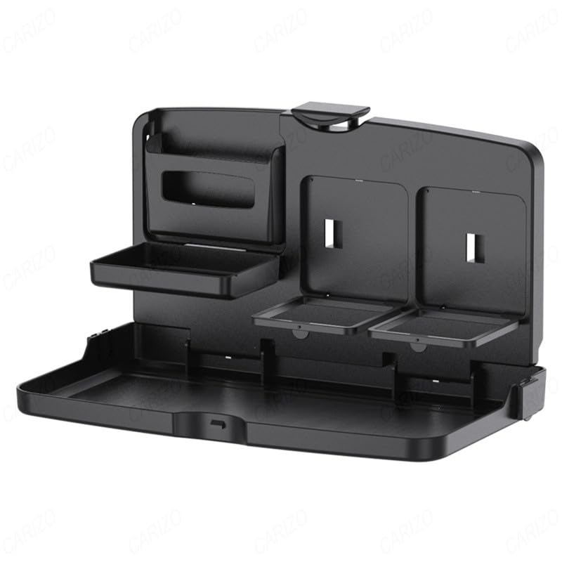 CARIZO Multipurpose Portable Car Back Seat Tray Black, Travel Dining & Work Desk for Rear Seat Passengers Compatible with Hyundai Creta (Type-II) 2020 Onwards - Image 1
