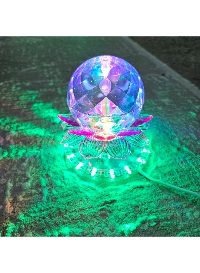 LC Crystal lotus LED decorative lamp with rotating color light - Image 1