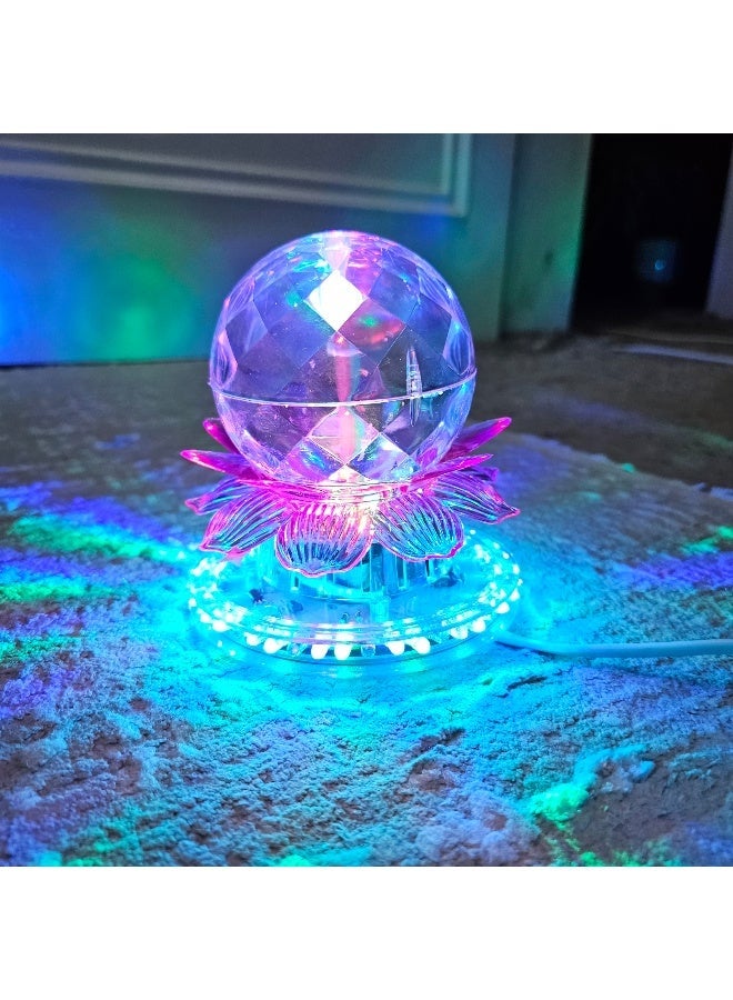 LC Crystal lotus LED decorative lamp with rotating color light - Image 3