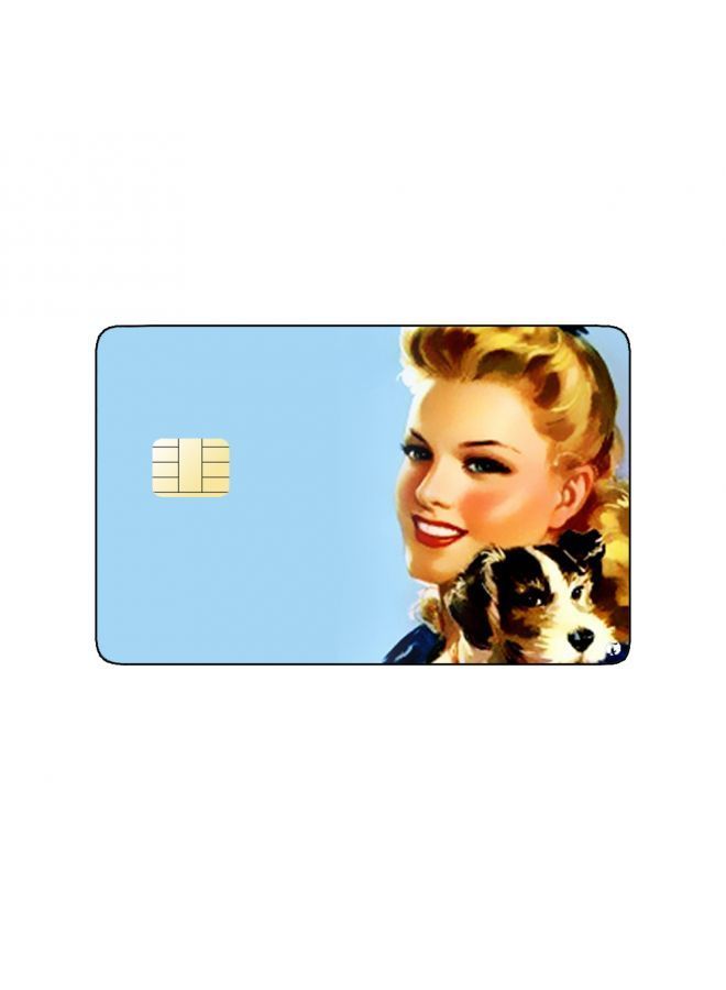 RKN PRINTED BANK CARD STICKER Beautiful Woman Drawing With Dog - Image 1