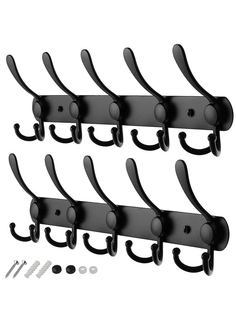 2 PACK Coat Hooks,Stainless Steel Coat Racks, Heavy Duty Coat Hooks Wall Mounted,Black Wall Hanger Wall Hooks and Clothes Hooks(Black) - Image 1