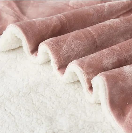 Goyal's Ultra Soft Flannel Sherpa Blanket for AC Room, Mild & Heavy Winter Use | Double Bed Reversible Plush 500GSM Blanket 85 x 90 Inches | Thick Warm Cozy Dual Layer Microfibre Throw - Onion Pink - Image 4