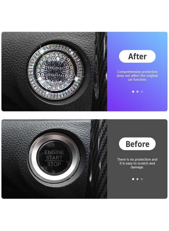 Crystal Rhinestone Car Engine Start Stop Button Cover, Decorative Protective Ring, Interior Accessory (Silver) - Image 4