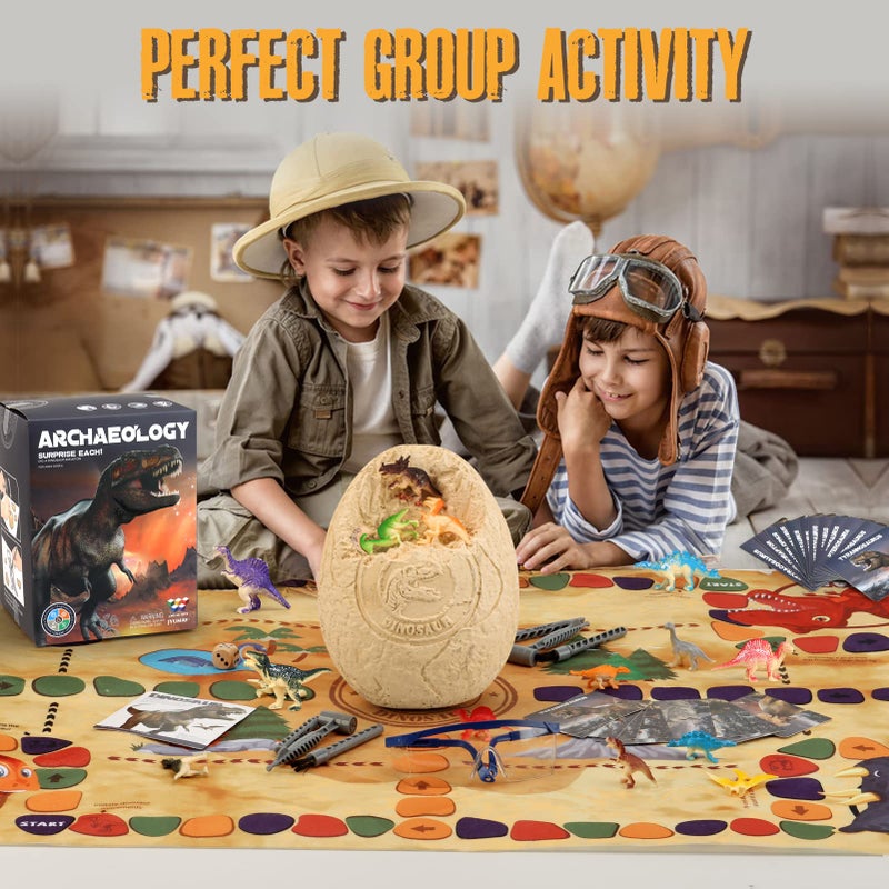 Woumserta Jumbo Dino Egg Dig Kit Dinosaur Toys for Kids 57 Dinosaur Eggs with 12 Dinosaurs inside Dino Toy Outdoor Gift with Dinosaur Card Dinosaur Egg Excavation for Kids Boys Girls Gift 6 and up year old - Image 3