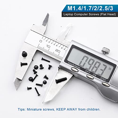 NINDEJIN 720pcs Laptop Notebook Computer Carbon Steel Screws Kit Set, Flat Head Phillips Screw Assortments, M1.4/1.7/2/2.5/3 Countersunk ssd Screws Accessories for SSD Toshiba DELL Sony Samsung - Image 4