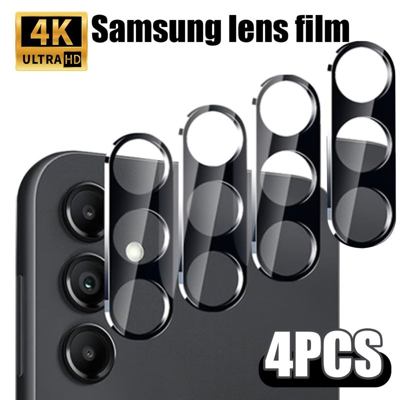 4 Pack 9H Tempered Glass Camera Lens Protector Full Coverage HD Scratch Resistant For Samsung Galaxy S24 Ultra Black - Image 1
