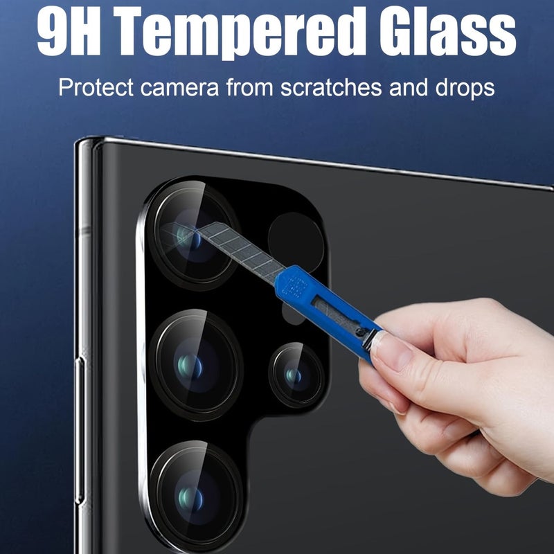 4 Pack 9H Tempered Glass Camera Lens Protector Full Coverage HD Scratch Resistant For Samsung Galaxy S24 Ultra Black - Image 4