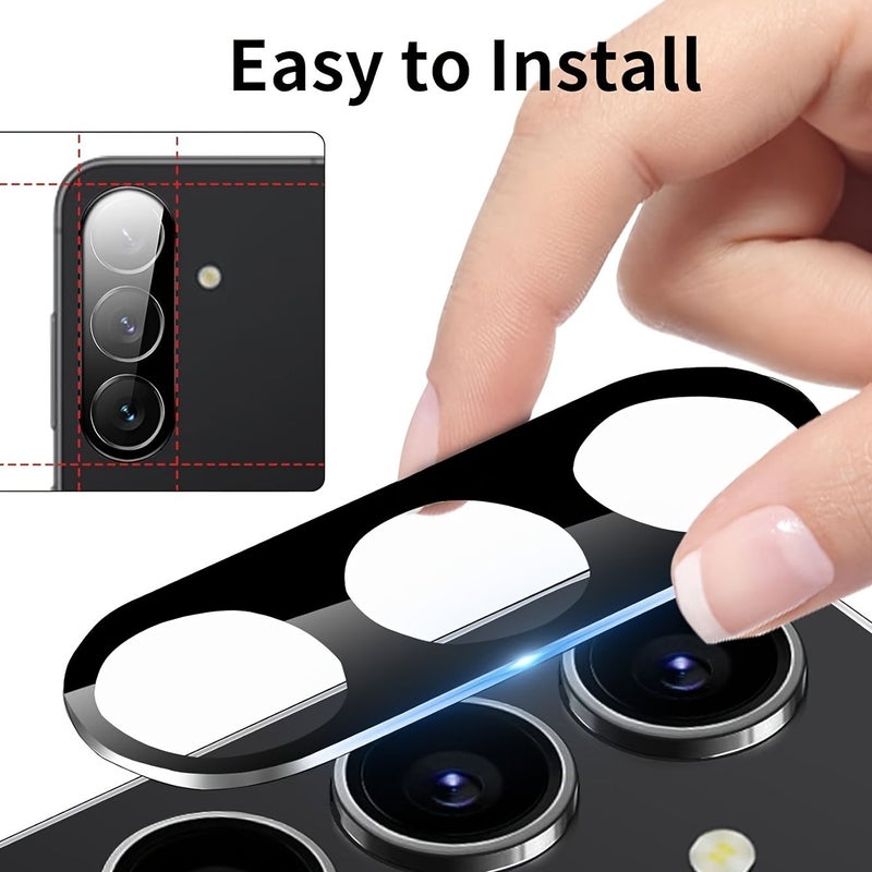 4 Pack 9H Tempered Glass Camera Lens Protector Full Coverage HD Scratch Resistant For Samsung Galaxy S24 Ultra Black - Image 5