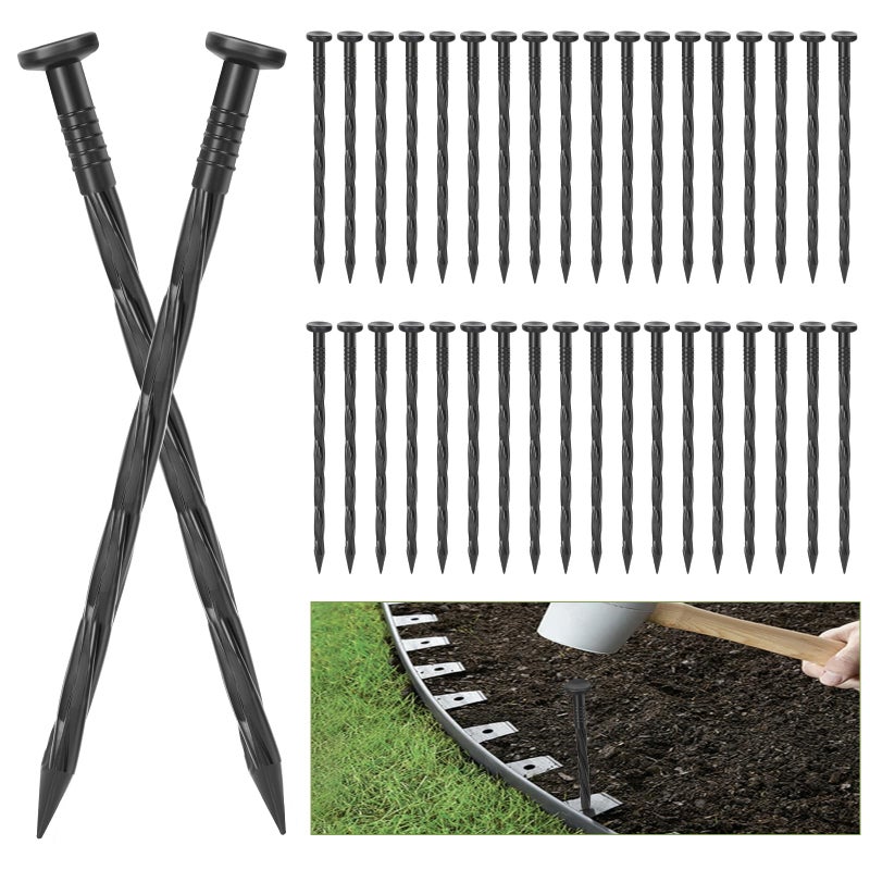 Sissinda 100Pack Plastic Landscape Edging Spikes 8 Inch Spiral Landscape Anchoring SpikesLandscape Spikes for Garden Lawn Yard Paver Edging Weed Barrier Artificial Turf More - Image 2