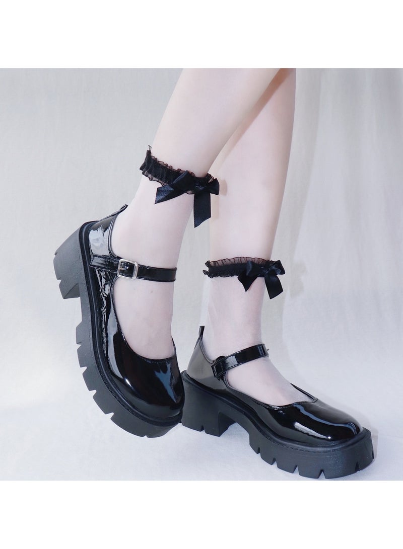 جوارب نسائية شفافة من الدانتيل الشفاف للبنات، وجوارب نسائية متوسطة الطول من الألياف الزجاجية، وجوارب فتيات رفيعة للغاية ولطيفة 2 زوج - Image 2