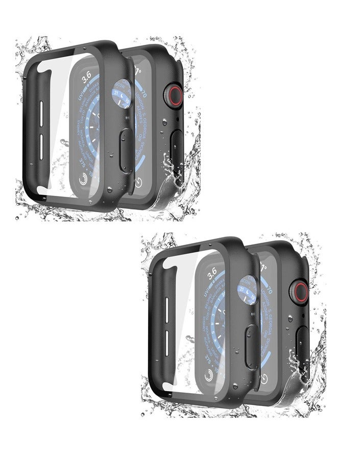 SahlTech 2-Pack Tempered Glass Full Cover for Apple Watch Series 10 (42mm) - Scratch/Water/Dust Proof with Unique Design Hard PC Frame, Black - Image 1