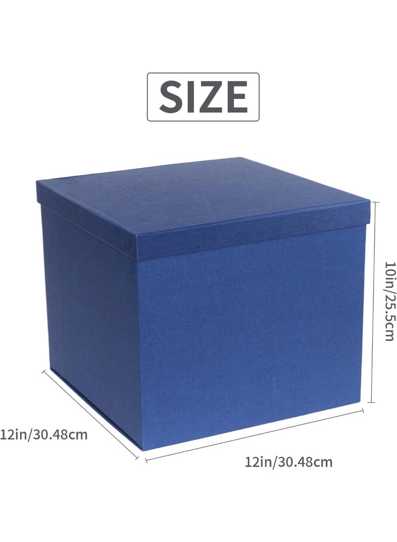 جوسكوين صندوق هدايا كبير 12x12x10 بوصة، صناديق هدايا زرقاء للهدايا، صندوق هدايا عيد الميلاد، صندوق هدايا، للتغليف، عيد الحب، عيد الأم، الذكرى السنوية. - Image 2