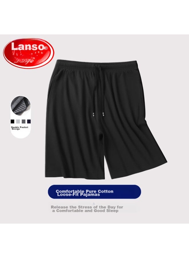LANG SHA Langsha Pure Cotton Pajama Pants For Men, 5a Grade Antibacterial, Wearable Outside, Sports And Home-style Men's Shorts, Loose-fitting Loungewear - Image 2
