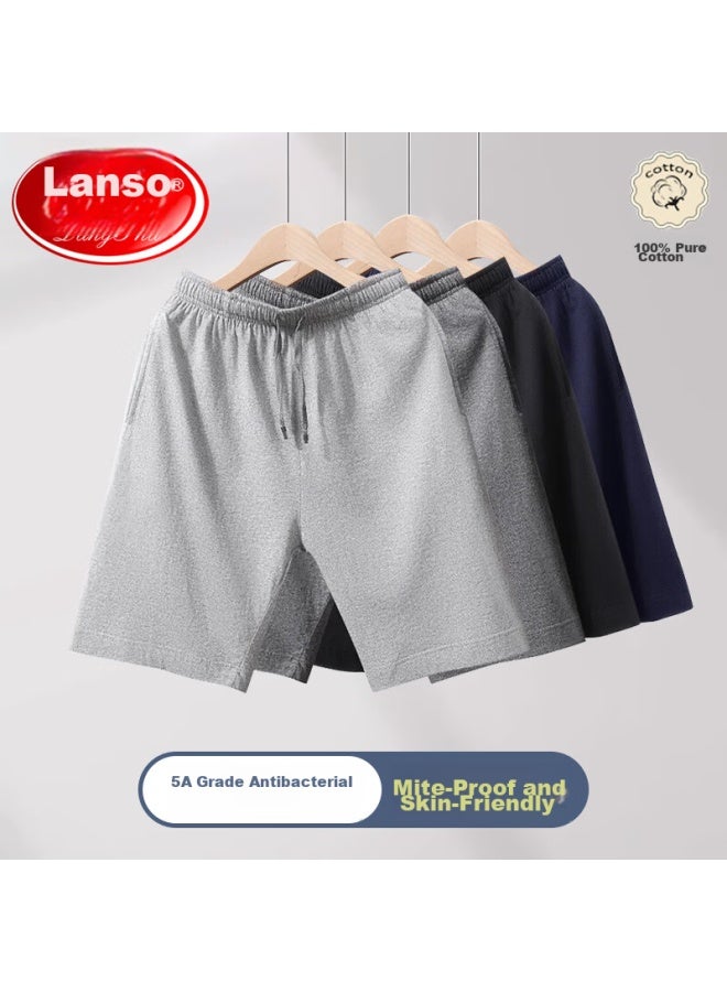 LANG SHA Langsha Pure Cotton Pajama Pants For Men, 5a Grade Antibacterial, Wearable Outside, Sports And Home-style Men's Shorts, Loose-fitting Loungewear - Image 1