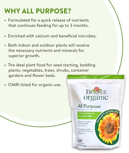 Burpee Natural Purpose Granular 4-Lb Organic Food for Growing Strong Plants | Good for Vegetable Garden, Flower Garden & Seed Starting, 4 lb, 4lb. Bag - Image 3