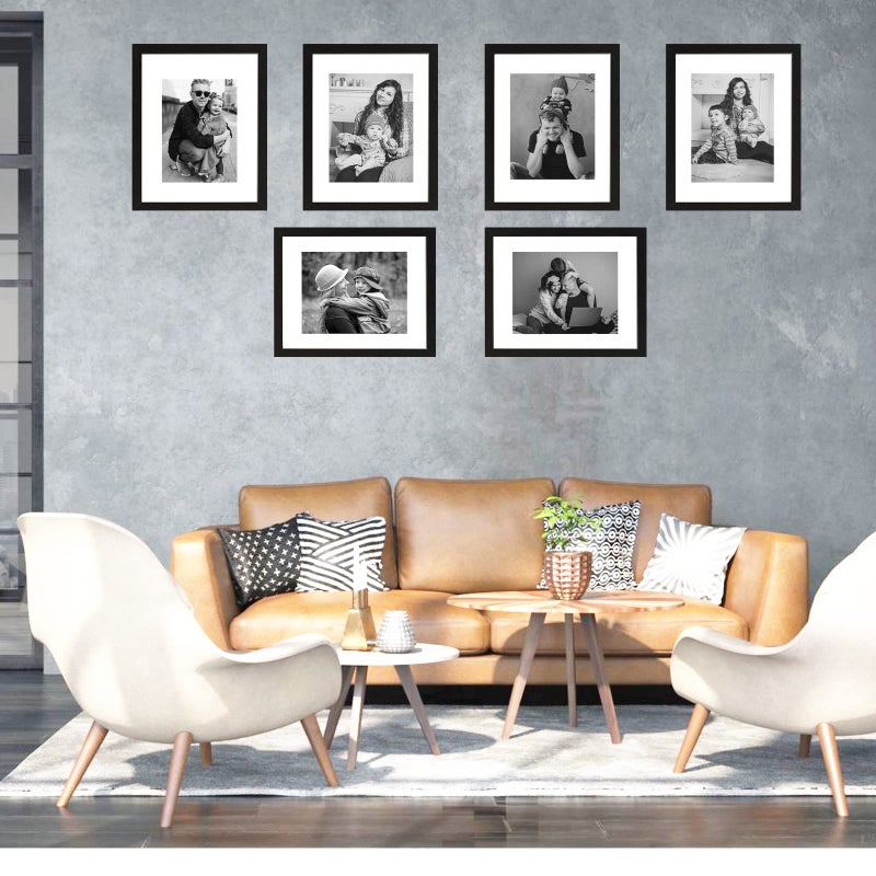 VMUZEDER إطار صورة Vmuzeder 8X10 أسود مجموعة مكونة من 6 صور عرض 5X7 مع حصيرة أو 8X10 بدون حصيرة للتركيب على الحائط أو عرض أعلى الطاولة إطارات الصور المجمعة للجدار - Image 5