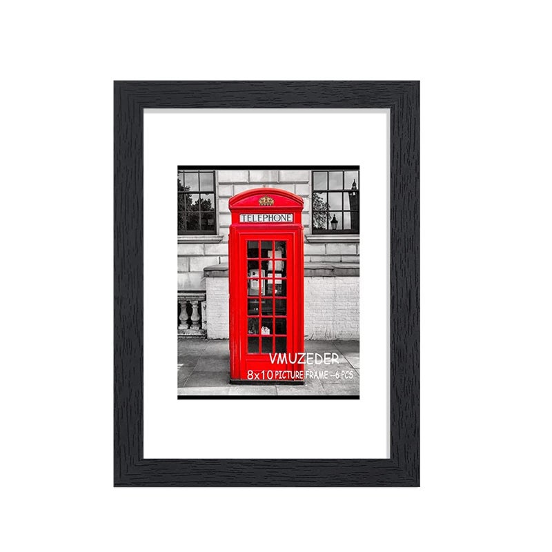 VMUZEDER إطار صورة Vmuzeder 8X10 أسود مجموعة مكونة من 6 صور عرض 5X7 مع حصيرة أو 8X10 بدون حصيرة للتركيب على الحائط أو عرض أعلى الطاولة إطارات الصور المجمعة للجدار - Image 2