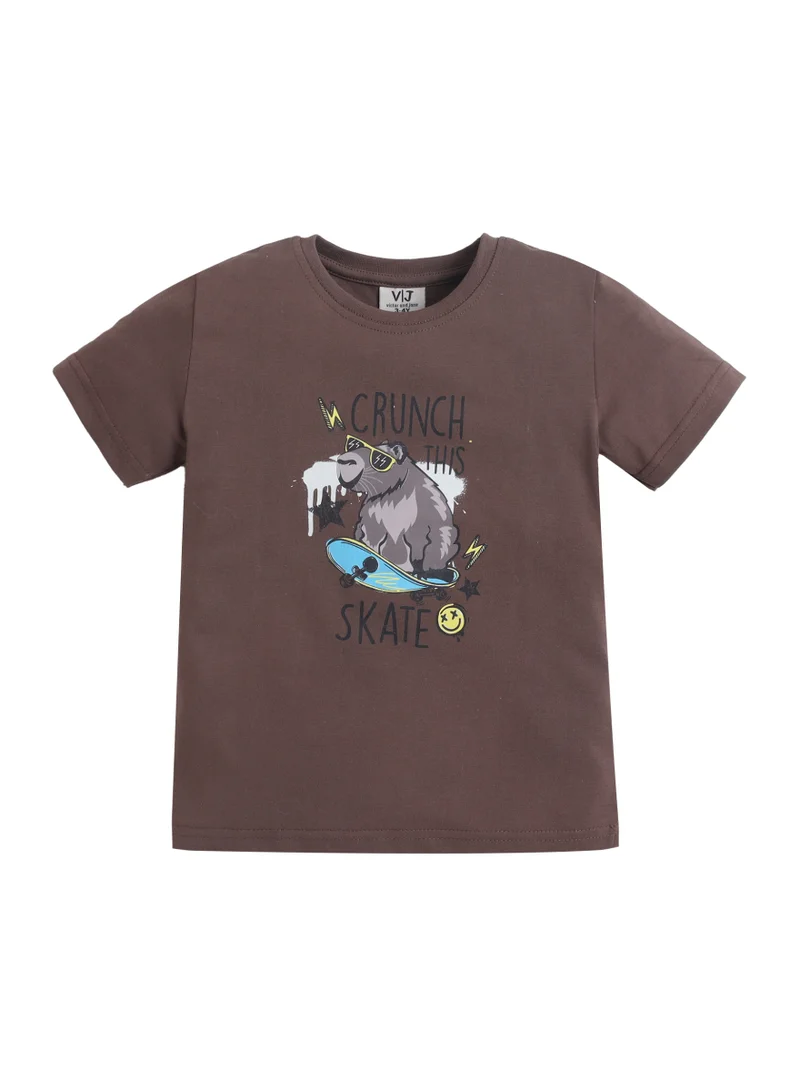 Victor And Jane  Boys Bear Skate Graphic Cotton Pajama Set – T-Shirt & Pajama Pants Nightwear for Men | Best Price UAE