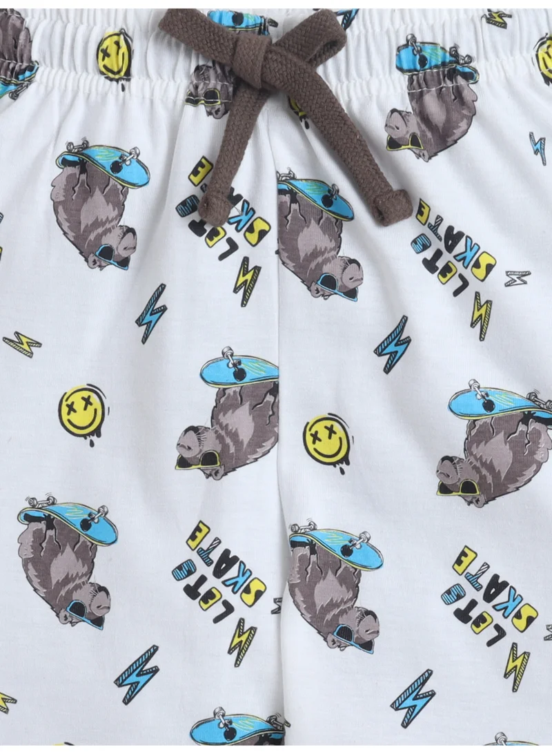 Victor And Jane  Boys Bear Skate Graphic Cotton Pajama Set – T-Shirt & Pajama Pants Nightwear for Men | Best Price UAE