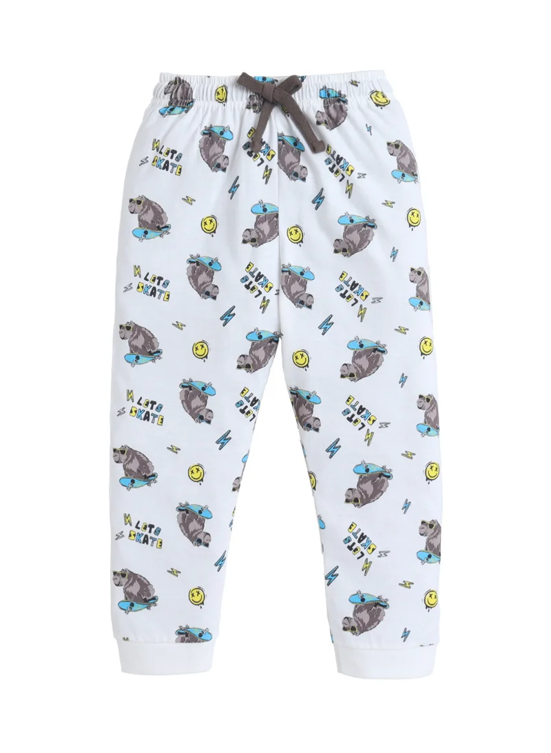 Victor And Jane  Boys Bear Skate Graphic Cotton Pajama Set – T-Shirt & Pajama Pants Nightwear for Men | Best Price UAE
