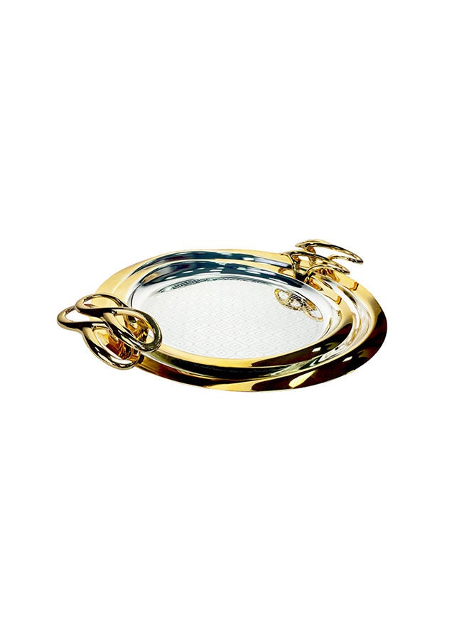 ZOLTEN Silverplated 2 Piece Large And Medium Sizes Round Tray Set - Image 1