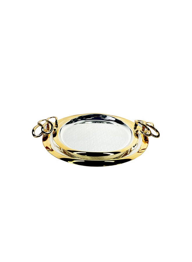 ZOLTEN Silverplated 2 Piece Large And Medium Sizes Round Tray Set - Image 2