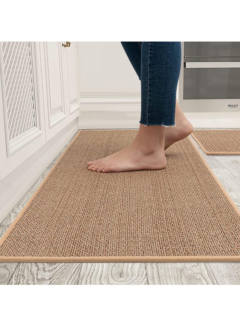 روك بو السجاد المطبخ والسجادة قابلة للغسيل [2 جهاز كمبيوتر شخصي] غير انزلاق المطاط الطبيعي المطبخ سجادة للطابق الجاري مجموعة للطابق المطبخ الجبهة من المغسلة، الممر، غرفة الغسيل 44 سم * 75 سم + 44 سم * 120 سم - Image 1