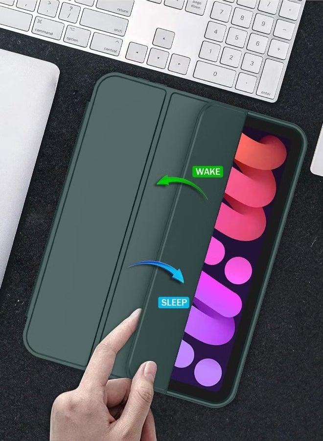 DUSALA New iPad Mini 6 Case 8.3 Inch 2021 (6th Gen) with Pencil Holder - Trifold Stand Smart Cover with Soft TPU Back, Auto Wake/Sleep Function(Pine Green) - Image 4