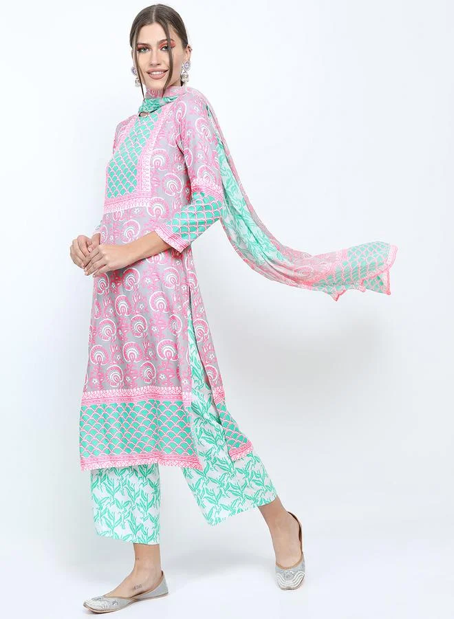 Vishudh Vishudh Women Multi-Color Printed Kurta Set with Dupatta