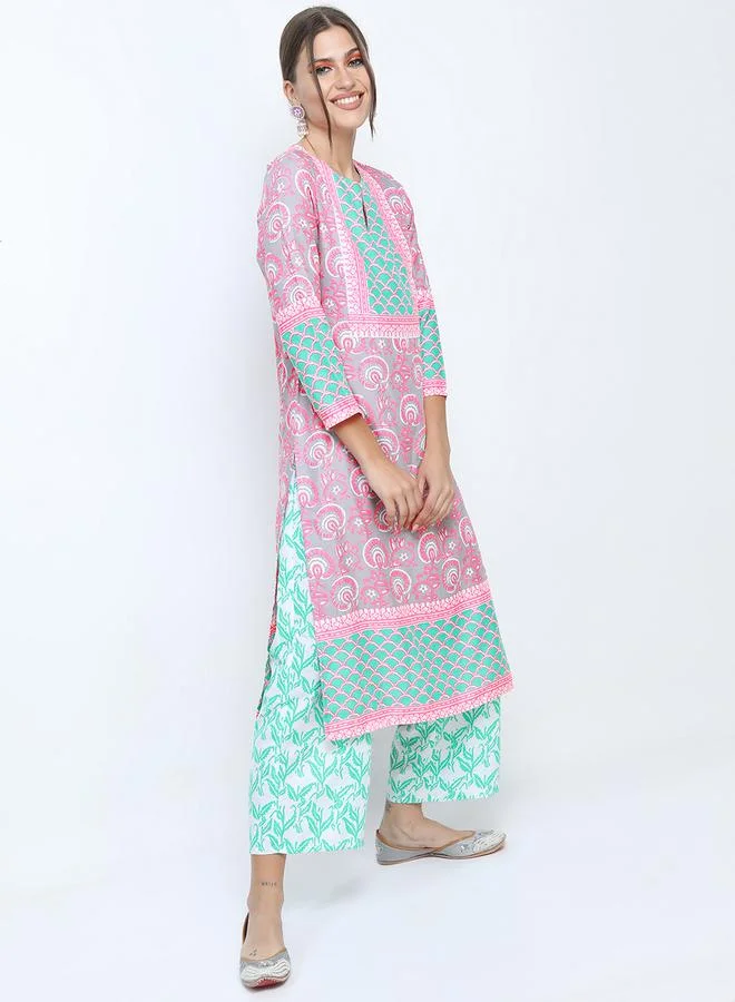 Vishudh Vishudh Women Multi-Color Printed Kurta Set with Dupatta