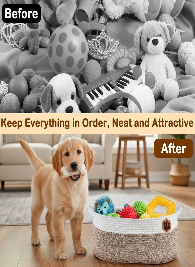 SZEE 2 Pack 30L Large Dog Toy Basket, Nursery Storage Basket for Organizing, Woven Rope Toys Storage for Living Room/Bedroom, Toy Box and Bin with Reinforced Handles, 19.7"×11"×7.9", Brown+Gray - Image 4