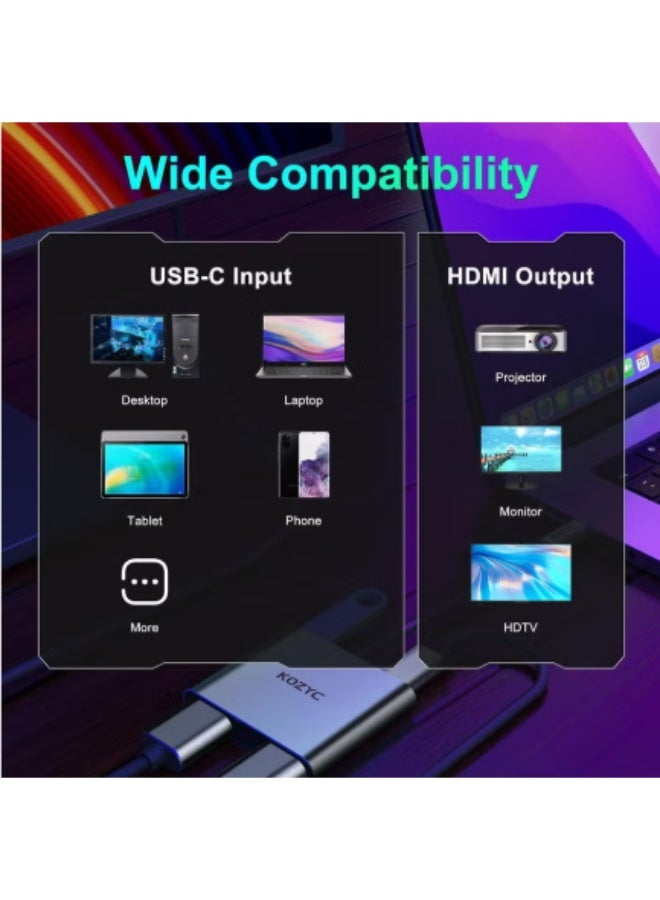 USB C to Dual HDMI Splitter, 2-Monitor Display Adapter, Type C HDMI Hub for Laptops  - Image 5