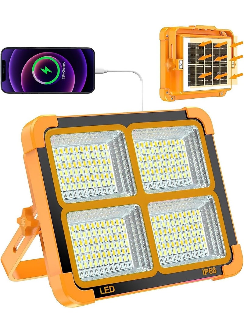 Relex Rechargeable Solar Outdoor Light, Portable Flood Lamp with USB & Solar Charging, Waterproof Emergency Light for Garden, Shed, Camping, Porch, Indoor & Outdoor Use (Orange) - Image 1