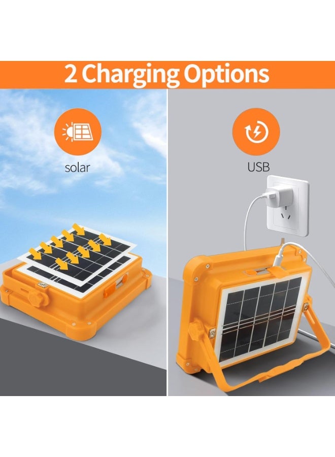 Relex Rechargeable Solar Outdoor Light, Portable Flood Lamp with USB & Solar Charging, Waterproof Emergency Light for Garden, Shed, Camping, Porch, Indoor & Outdoor Use (Orange) - Image 3