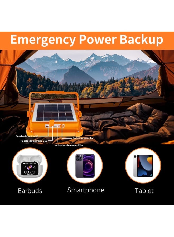 Relex Rechargeable Solar Outdoor Light, Portable Flood Lamp with USB & Solar Charging, Waterproof Emergency Light for Garden, Shed, Camping, Porch, Indoor & Outdoor Use (Orange) - Image 5