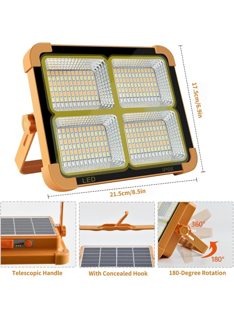 Relex Rechargeable Solar Outdoor Light, Portable Flood Lamp with USB & Solar Charging, Waterproof Emergency Light for Garden, Shed, Camping, Porch, Indoor & Outdoor Use (Orange) - Image 2