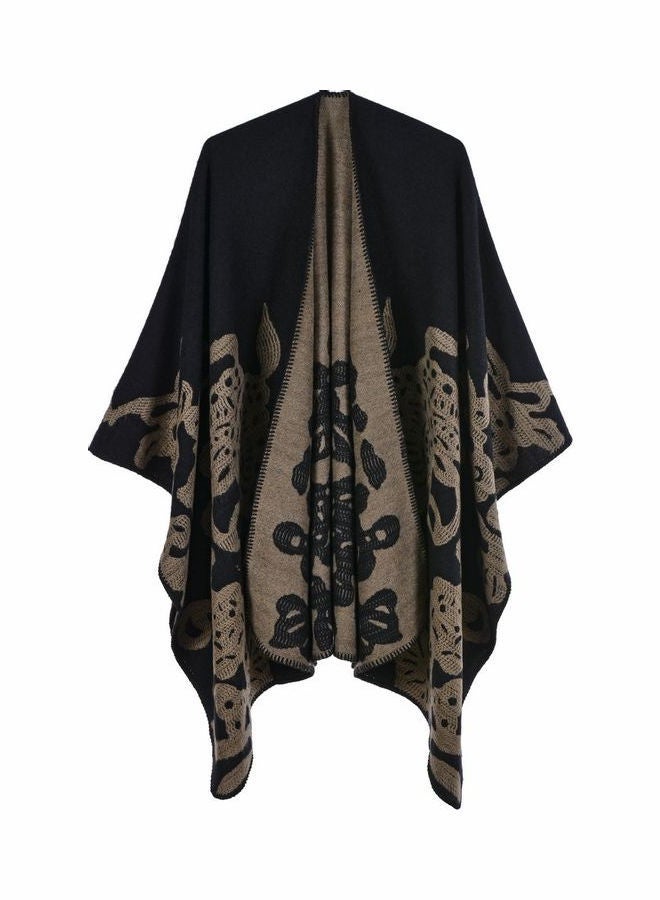 جولي شال بنقشة فراشة أسود/بني قهوة