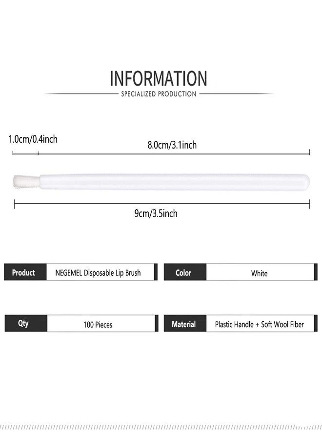 NEGEMEL 100 Pcs Disposable Makeup Lip Brushes Lipstick gloss brush Lip Gloss Applicators with Soft Brush Head Cosmetic Lip Brush Wands mini paint brushes for cookies (White) - Image 2