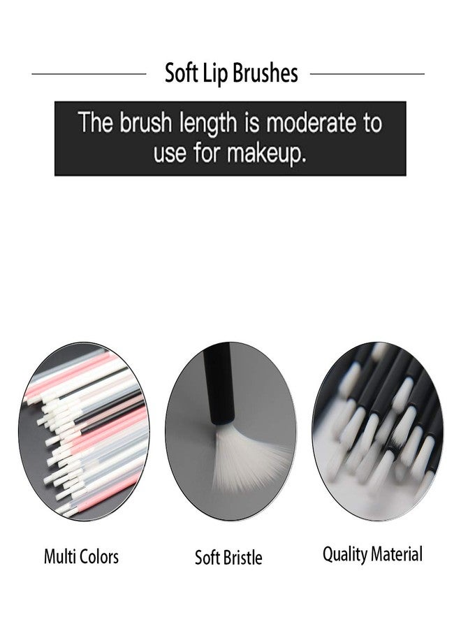 NEGEMEL 100 Pcs Disposable Makeup Lip Brushes Lipstick gloss brush Lip Gloss Applicators with Soft Brush Head Cosmetic Lip Brush Wands mini paint brushes for cookies (White) - Image 3