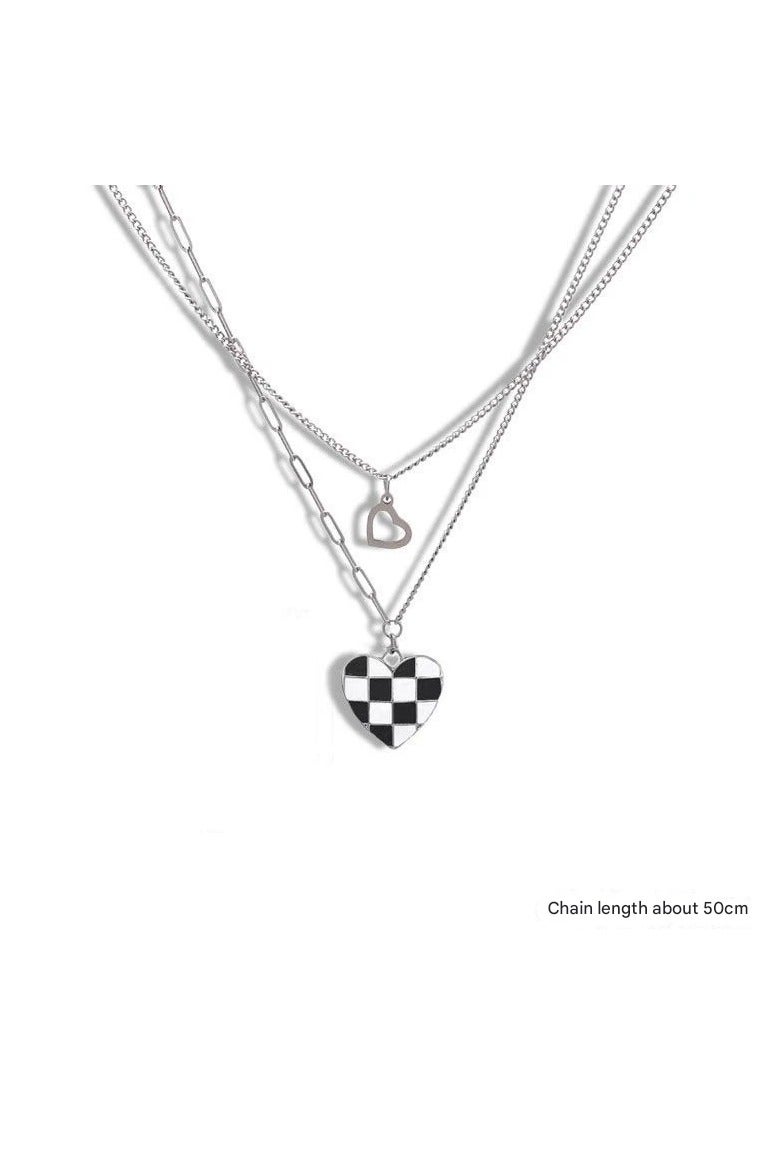 Goolsky قلادة قلب مزدوجة الطبقات ومربعات – جمالية عصرية بسيطة، سلسلة فريدة على عظمة الترقوة - Image 2