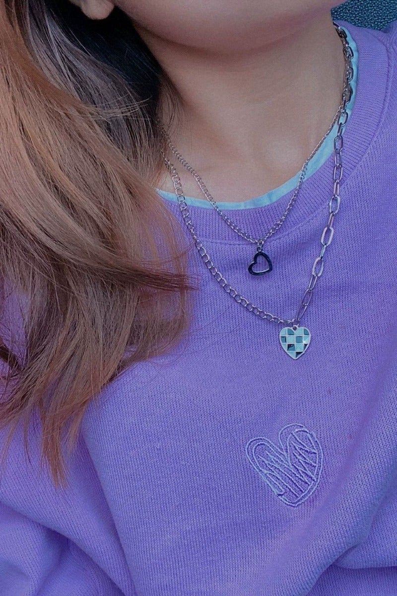 Goolsky قلادة قلب مزدوجة الطبقات ومربعات – جمالية عصرية بسيطة، سلسلة فريدة على عظمة الترقوة - Image 4