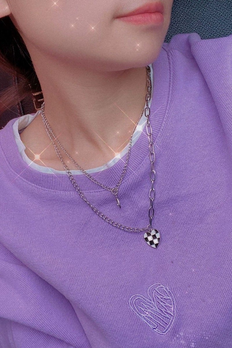 Goolsky قلادة قلب مزدوجة الطبقات ومربعات – جمالية عصرية بسيطة، سلسلة فريدة على عظمة الترقوة - Image 5