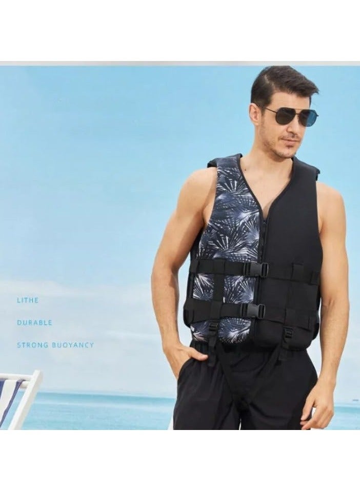 ريبنيو سترة نجاة للسباحة احترافية فائقة النعومة من مادة النيوبرين مقاس كبير من 60 إلى 75 كجم - أسود - Image 5