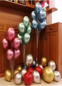 AllAboutParty 10 Pcs Chrome Balloon with 1Baloon Holder with Cup and Stick Special Party Wedding Backdrop Decoration/Valentine Decoration/ (Blue, 699)